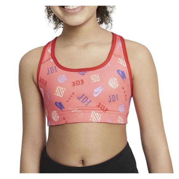 Nike Dri-FIT Swoosh Girls Reversible Sports Bra, Chile Red Size L - Picture 3 of 15